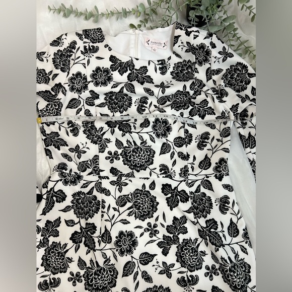 Nanette Lepore White Black Floral 3/4 Bell Sleeve Midi Dress Size 10 - Picture 6 of 12